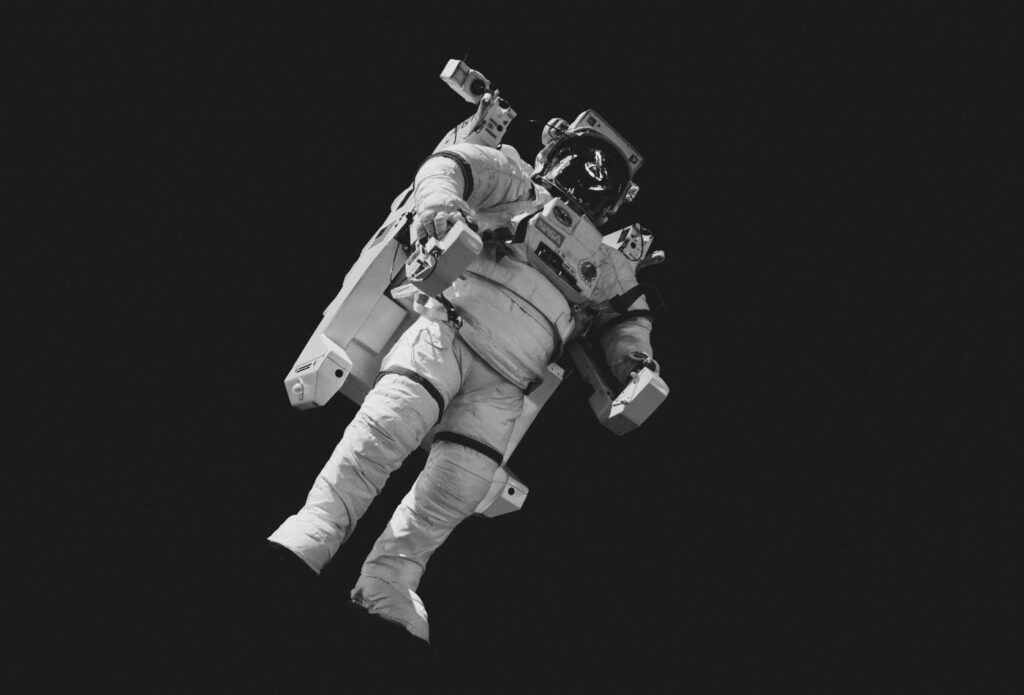 shows an astronaut in space 
