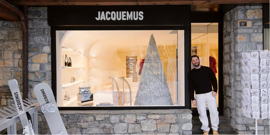 shows a man standing outside JACQUEMUS store - fashion digital marketing guide