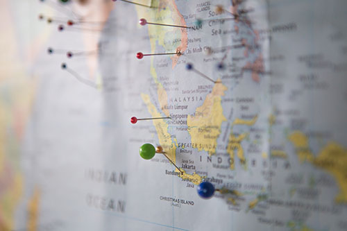 Travel brand story - Shows a map with pins