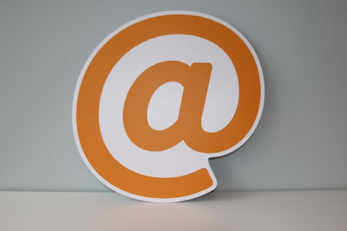 shows an image of an 'a' sign in orange and white