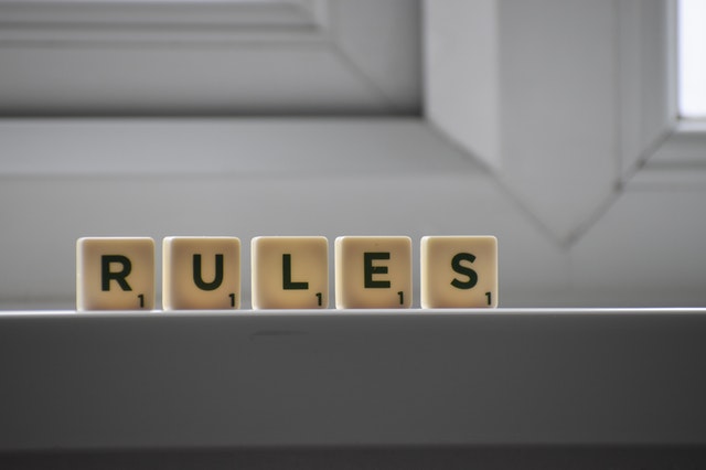 PPC ad copy examples - Shows a collection of Scrabble letters spelling 'Rules'