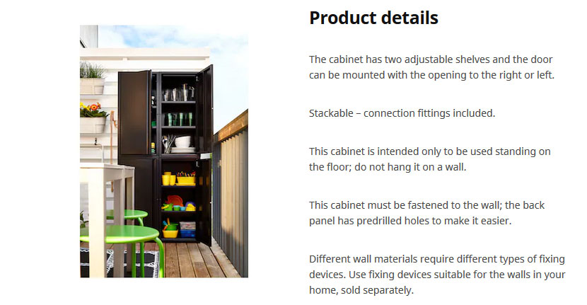 Ikea furniture product description example
