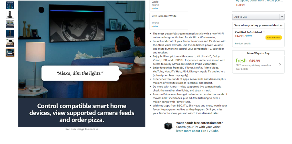 Amazon 4K Firestick product description example