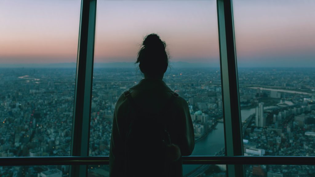Looking out at a city skyline