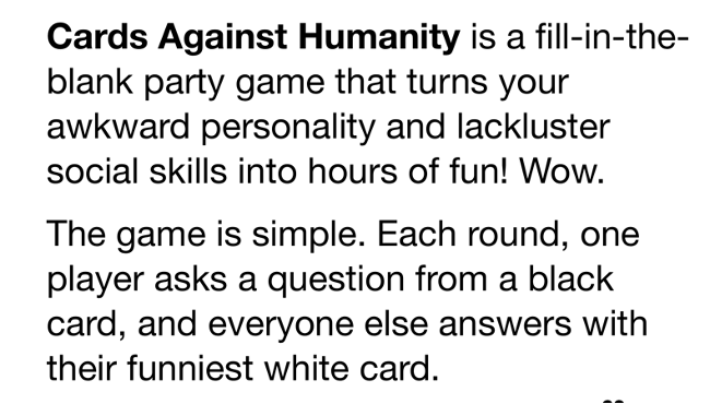 Cards Againt Humanity description