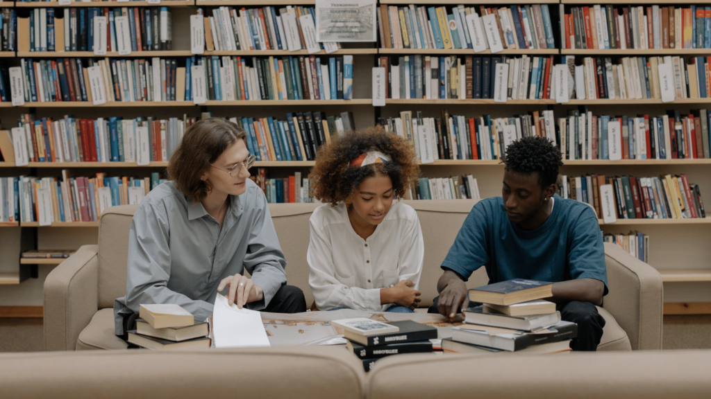 Student studying in the library