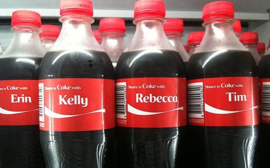 Coca Cola bottles with names