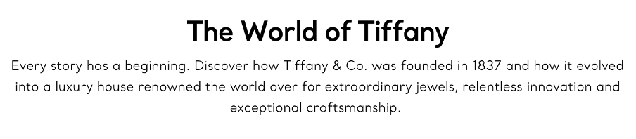 Shows a preview of Tiffany&Co's brand story on their website