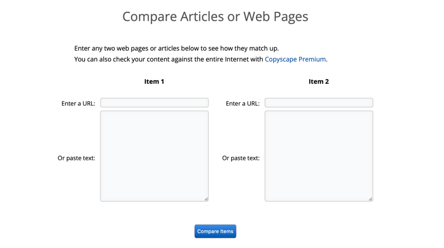 Comparison tool screenshot