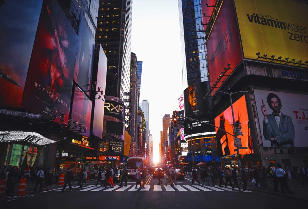 The different types of blogging - Shows Times Square in New York City