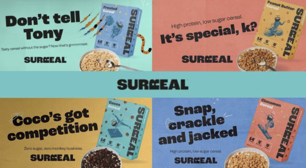 Shows a selection of cereal adverts