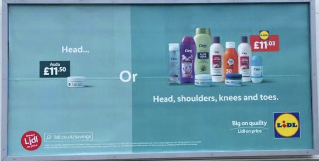 Marketing campaign examples - Shows a LIDL billboard advert