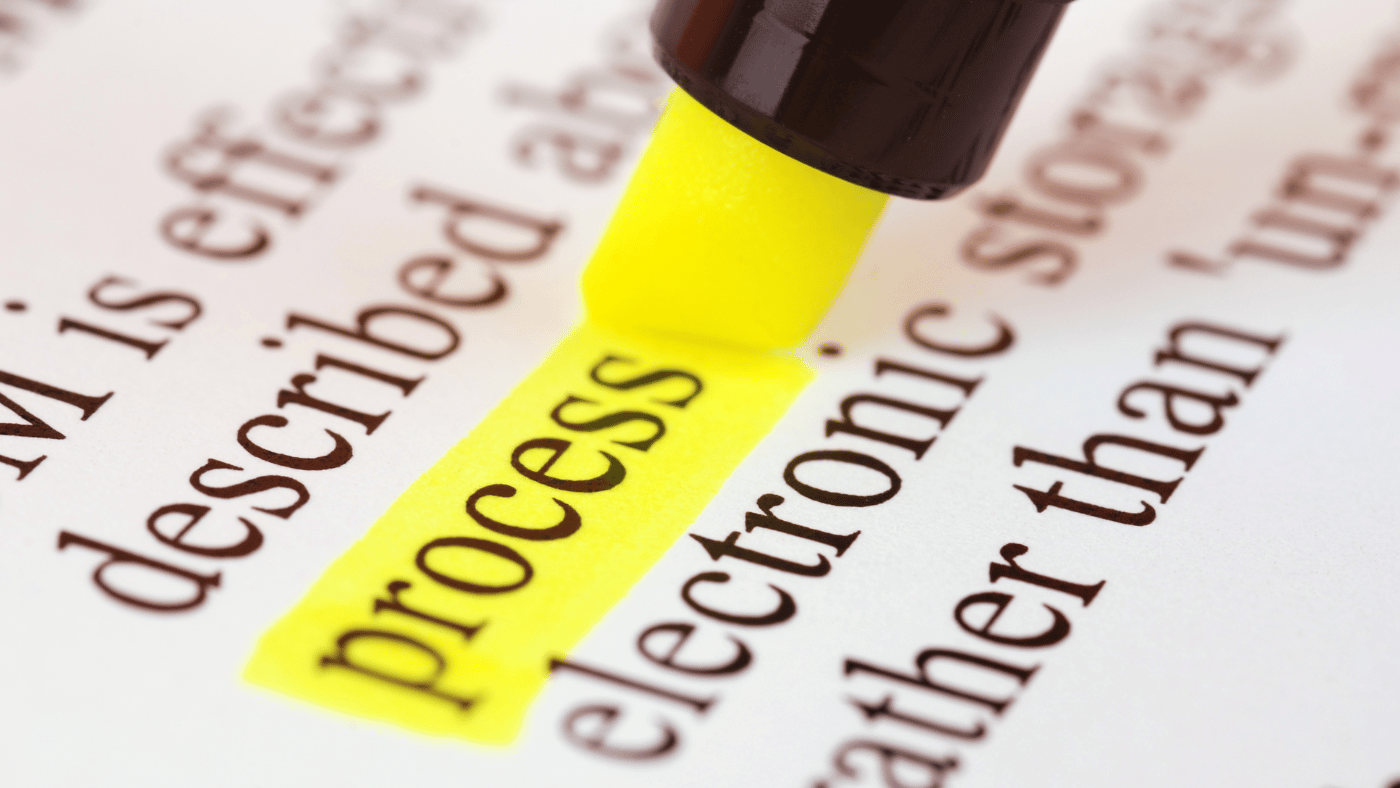 Copywriting for beginners - Shows a highlighter pen and the word 'process'