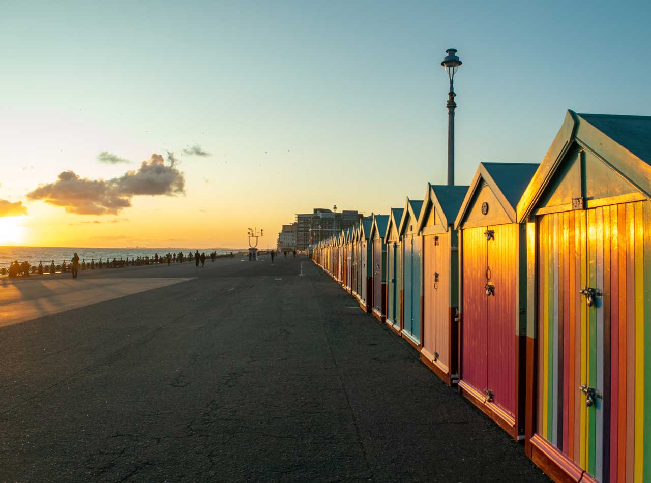 Brighton copywriting service - Shows Brighton Beach at sunset