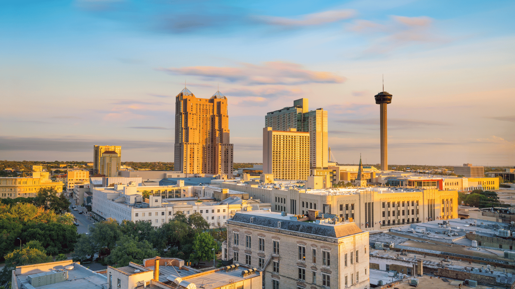 City skyline at sunset - Marketing communication channels