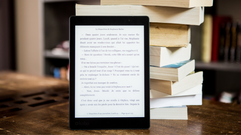 Shows a Kindle with an e-book - Writing an e-book