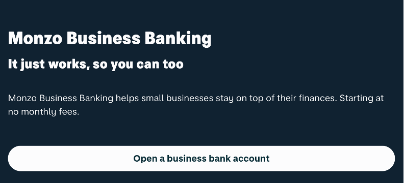 B2B copywriting example from the Monzo business banking website