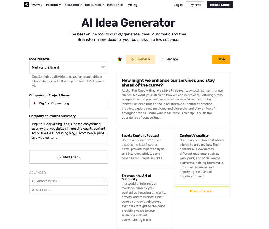 Ideanote AI Idea Generator