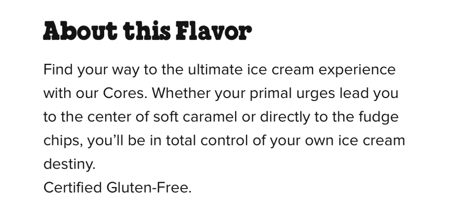shows a paragraph of text from Ben & Jerry's