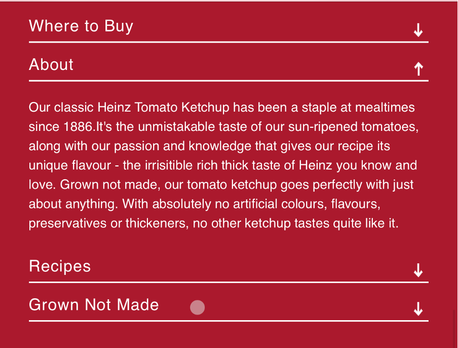 shows white text on a red background - food description examples

