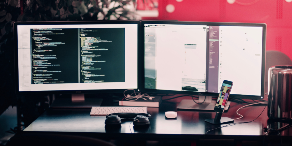 shows an image of a computer screen on a desk