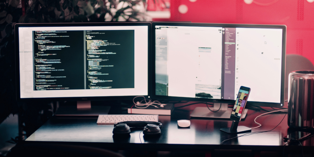 shows an image of a computer screen on a desk 