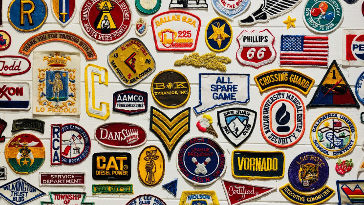 shows an image of different badge logos 