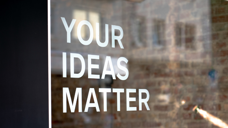 shows an image that says YOUR IDEAS MATTER in bold 