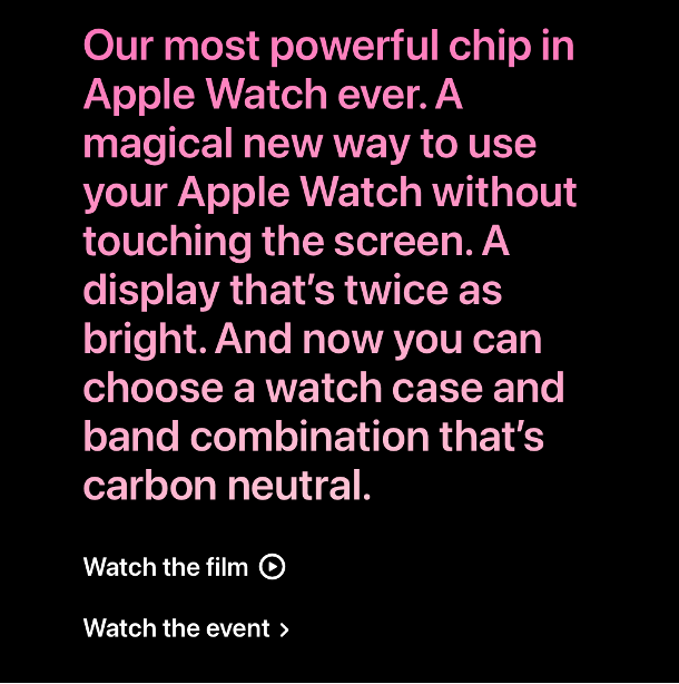 shows a screen shot with pink writing on a black background 