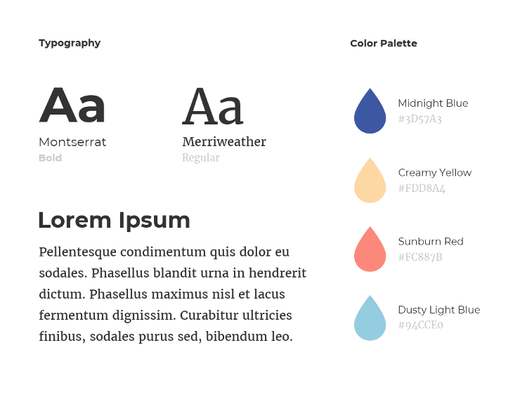 shows a screen shot of different colour palettes and fonts