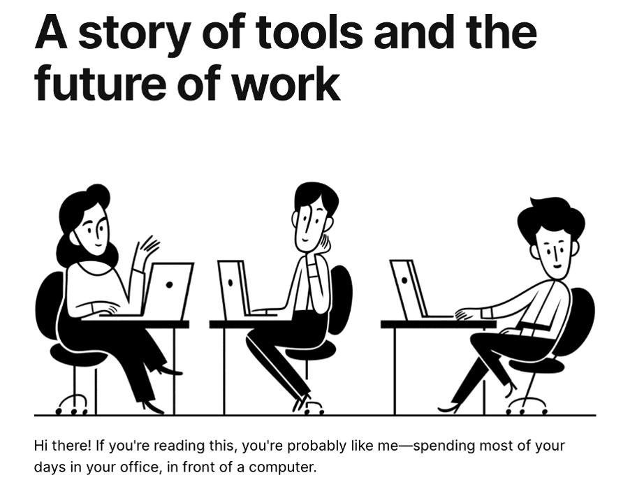 shows a screen shot of three cartoons at work