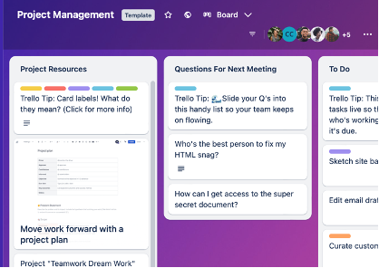 shows a screen shot from Trello 