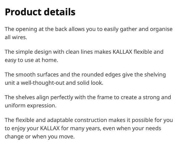 shows website copywriting for IKEA
