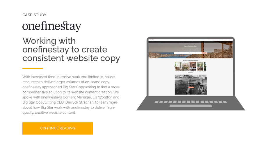 shows a screen shot from onefinestay website