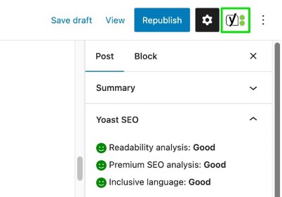 shows a screen shot of Yoast SEO