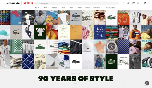 shows a website copywriting of Lacoste brand