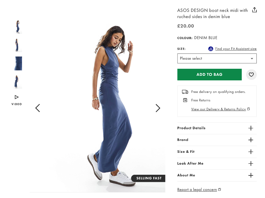 shows a screenshot of a dress on the asos.com website