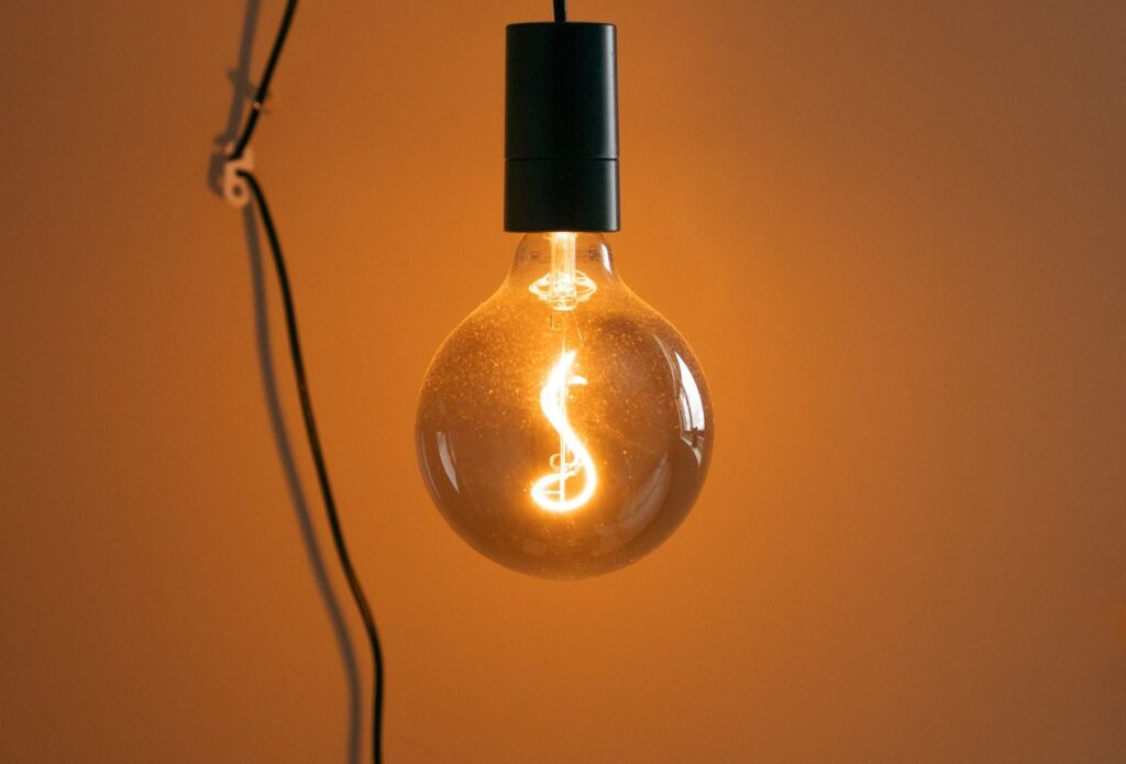 shows a hanging light bulb - evergreen content examples