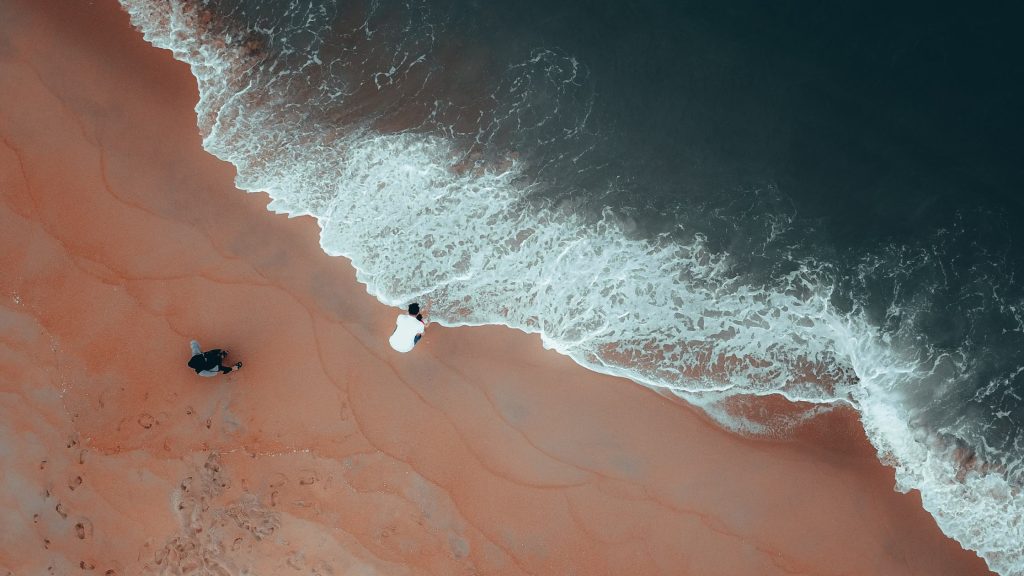 Overhead view of the seashore