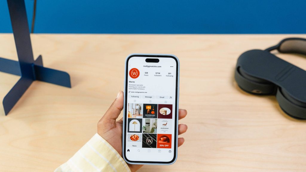 shows a screen shot of an Instagram page - digital marketing in the insurance industry