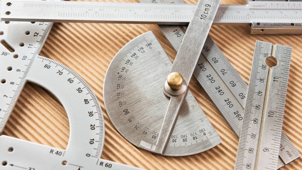 shows a variety of different metal measuring tools