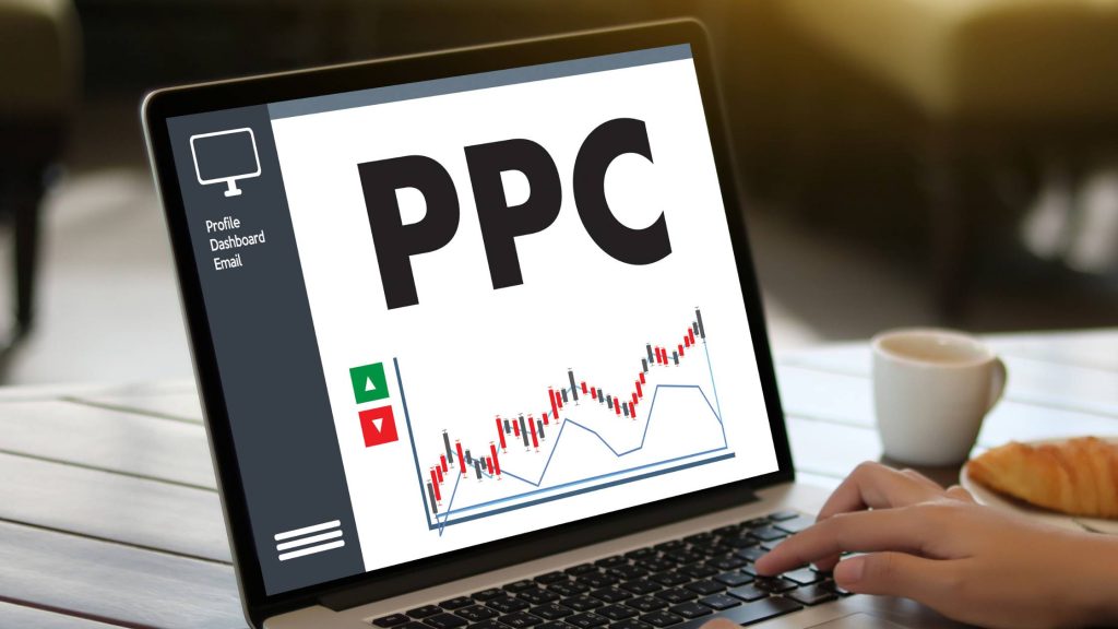 shows a screenshot of PPC on a laptop screen - digital marketing in the insurance industry